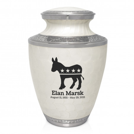 Democratic Donkey Cremation Urn - Radiant White