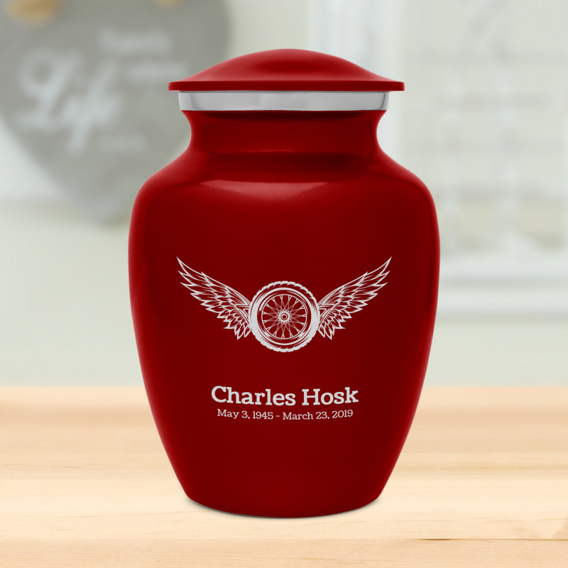 Winged Wheel Sharing Urn - Ruby Red