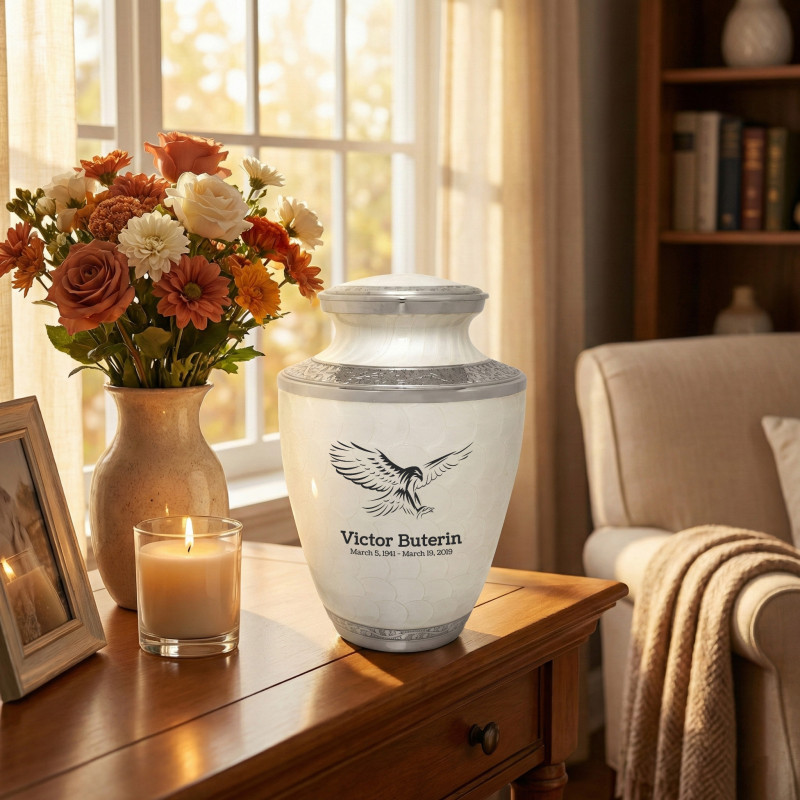 Eagle Cremation Urn - Radiant White
