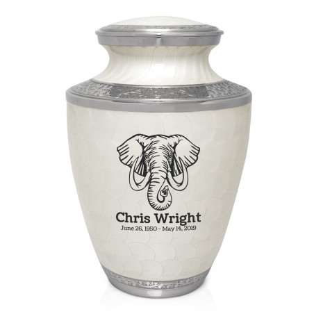 Elephant Cremation Urn - Radiant White