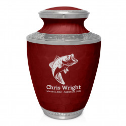 Bass Fishing Cremation Urn - Rose Red