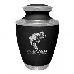 Bass Fishing Cremation Urn - Ebony Black