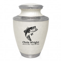 Bass Fishing Cremation Urn - Radiant White