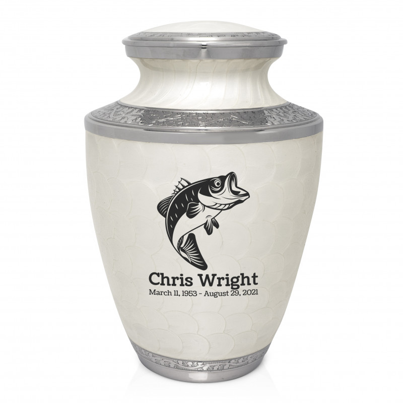 Bass Fishing Cremation Urn - Radiant White