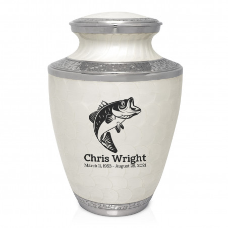 Bass Fishing Cremation Urn - Radiant White