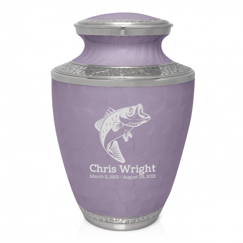 Bass Fishing Cremation Urn - Regal Purple