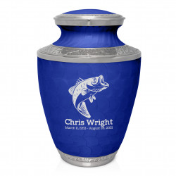 Bass Fishing Cremation Urn - Royal Blue