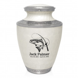 Salmon Fishing Cremation Urn - Radiant White