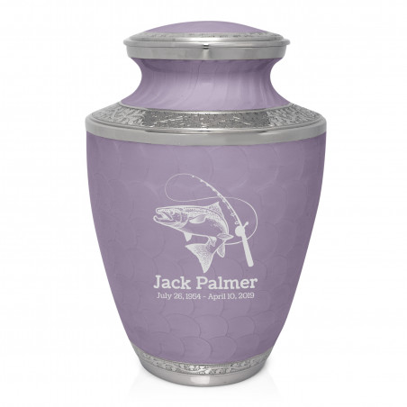 Salmon Fishing Cremation Urn - Regal Purple
