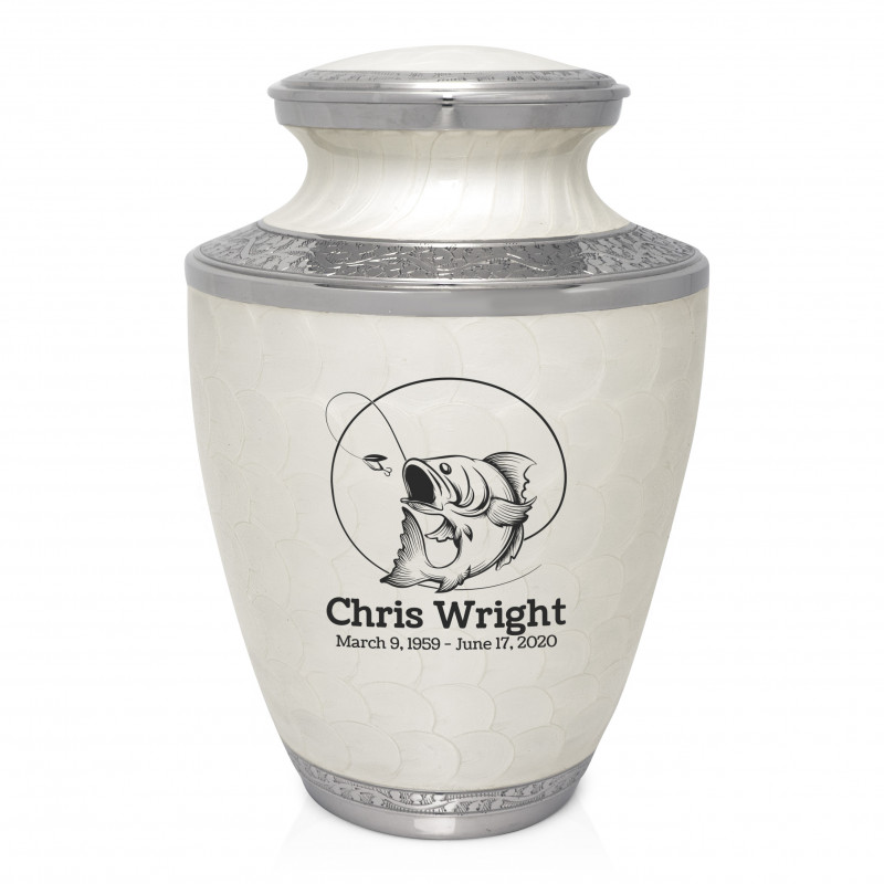 Lure Hit Fishing Cremation Urn - Radiant White