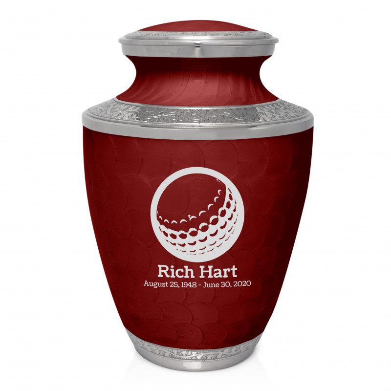 Golf Ball Cremation Urn - Rose Red