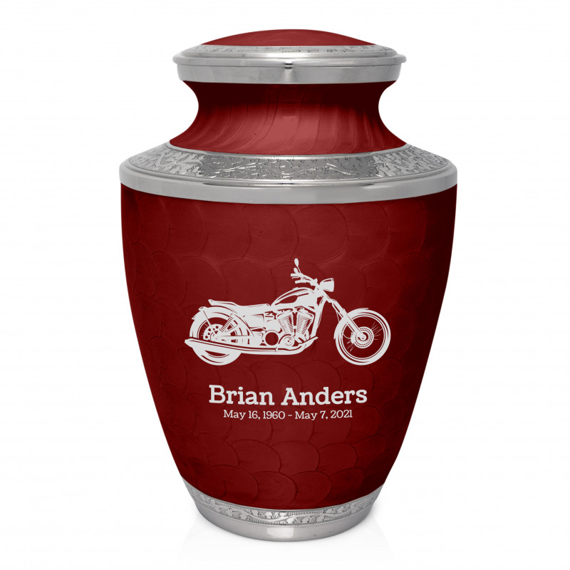Motorcycle Cremation Urn - Rose Red
