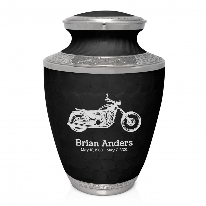 Motorcycle Cremation Urn - Ebony Black