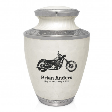 Motorcycle Cremation Urn - Radiant White