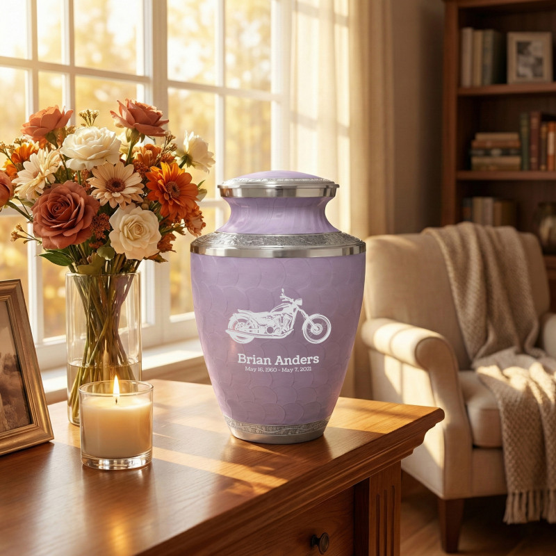 Motorcycle Cremation Urn - Regal Purple