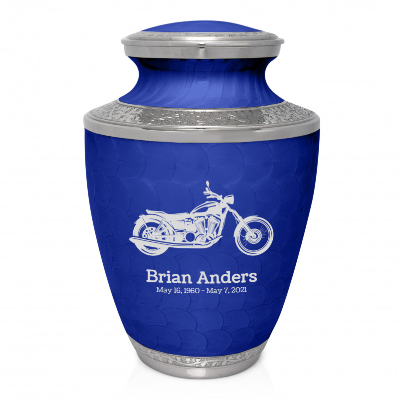 Motorcycle Cremation Urn - Royal Blue