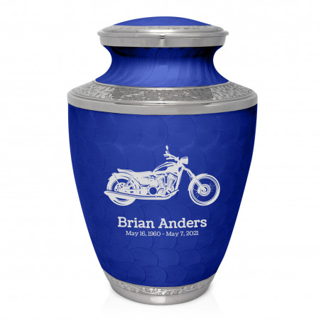 Motorcycle Cremation Urn - Royal Blue