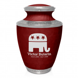 Republican Elephant Cremation Urn - Rose Red