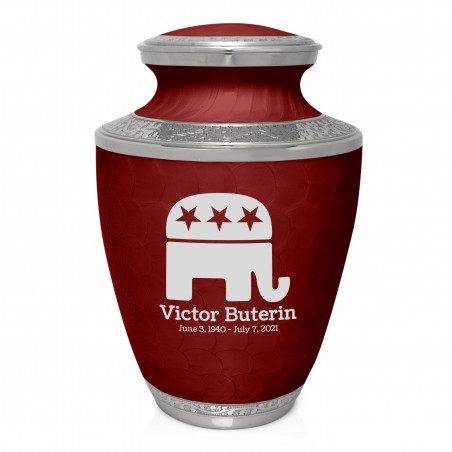 Republican Elephant Cremation Urn - Rose Red
