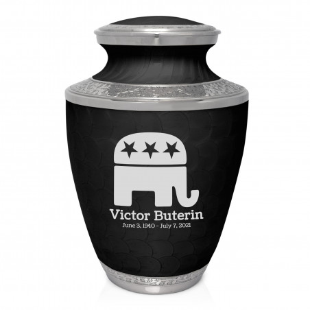 Republican Elephant Cremation Urn - Ebony Black