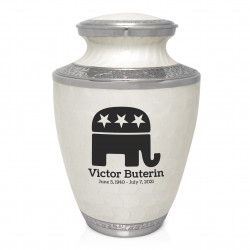 Republican Elephant Cremation Urn - Radiant White