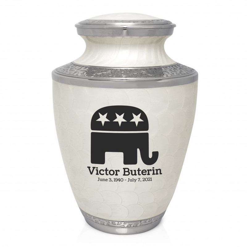 Republican Elephant Cremation Urn - Radiant White