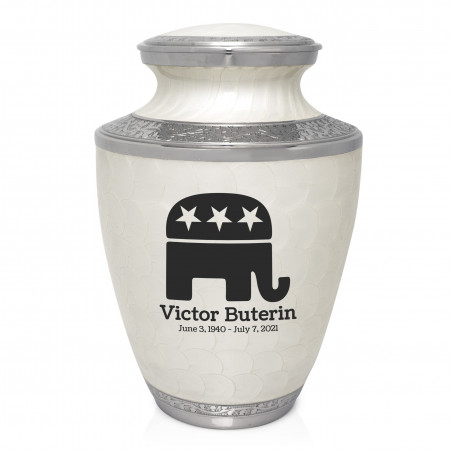 Republican Elephant Cremation Urn - Radiant White