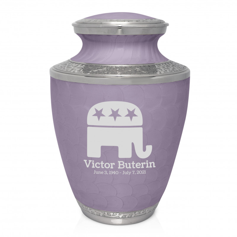 Republican Elephant Cremation Urn - Regal Purple