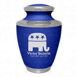 Republican Elephant Cremation Urn - Royal Blue