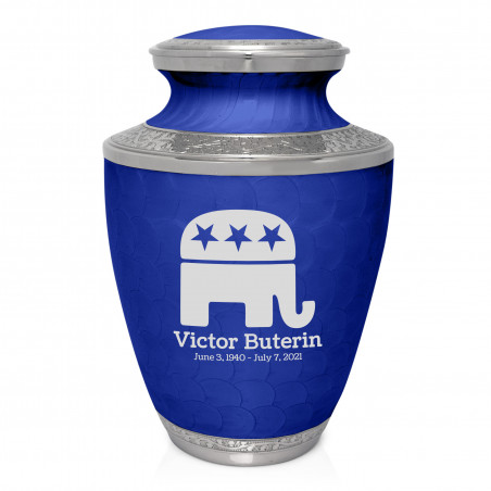 Republican Elephant Cremation Urn - Royal Blue