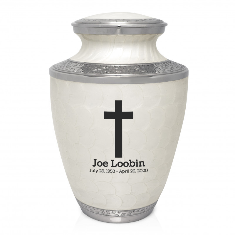 Cross Cremation Urn - Radiant White