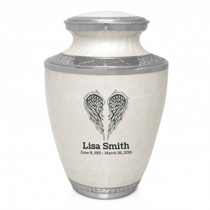 Angel Wings Cremation Urn - Radiant White