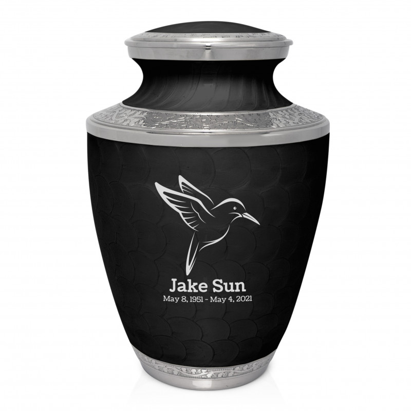 Hummingbird Cremation Urn - Ebony Black