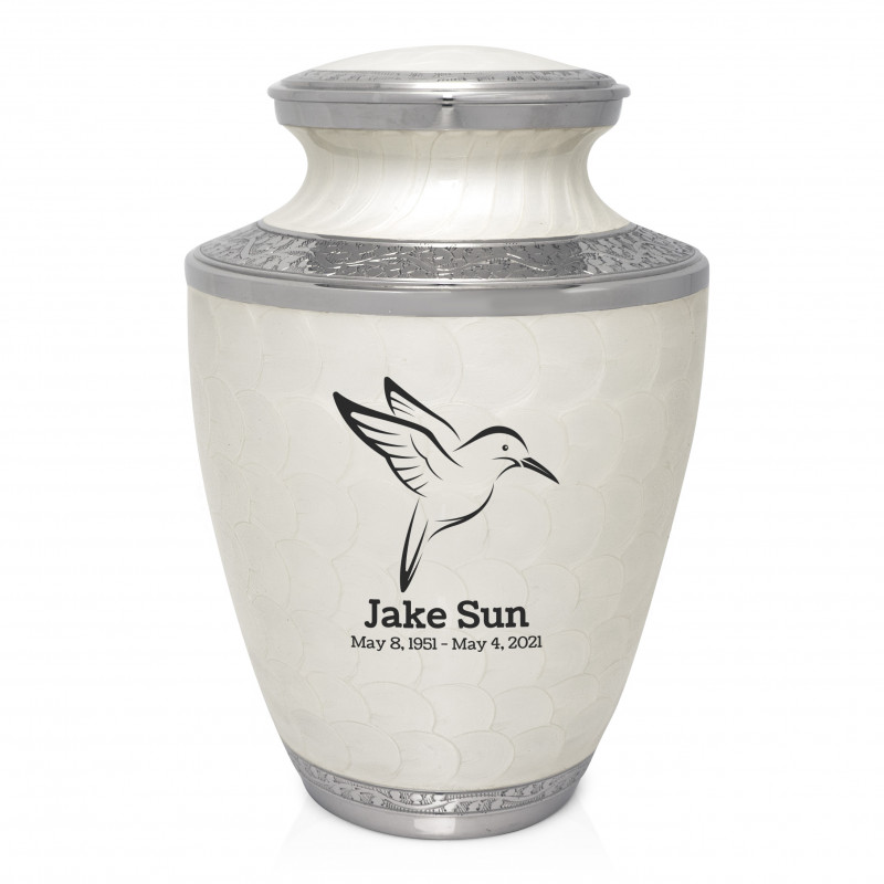 Hummingbird Cremation Urn - Radiant White