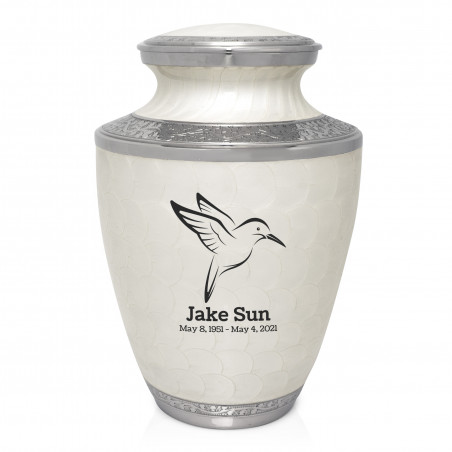 Hummingbird Cremation Urn - Radiant White