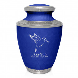 Hummingbird Cremation Urn - Royal Blue