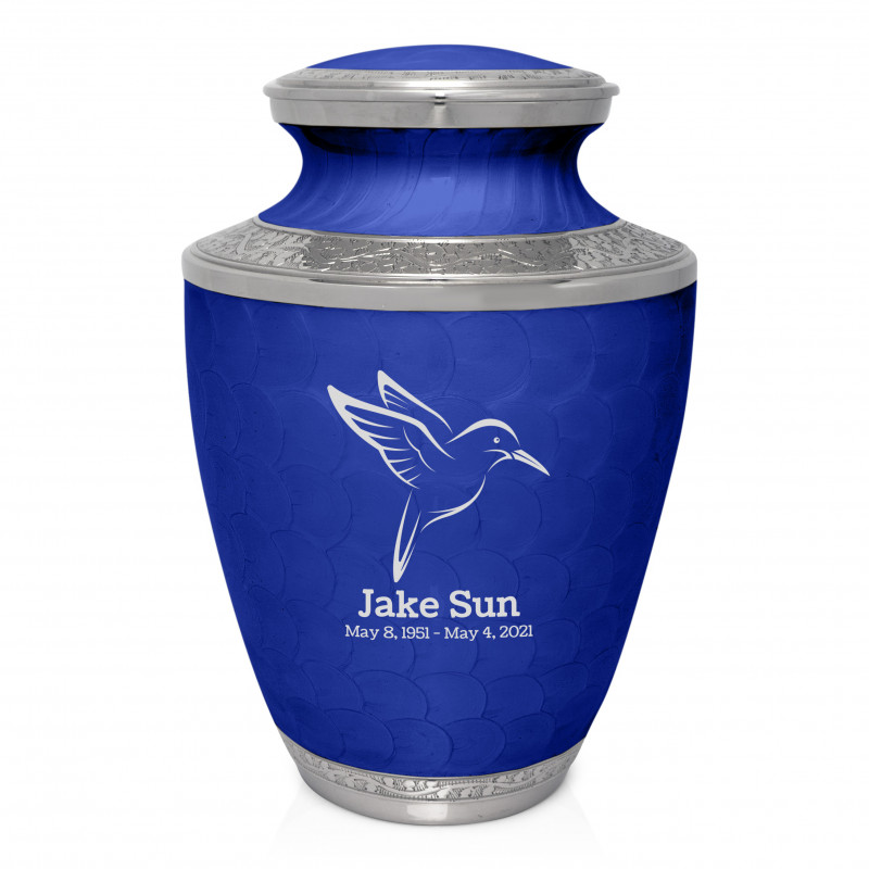 Hummingbird Cremation Urn - Royal Blue
