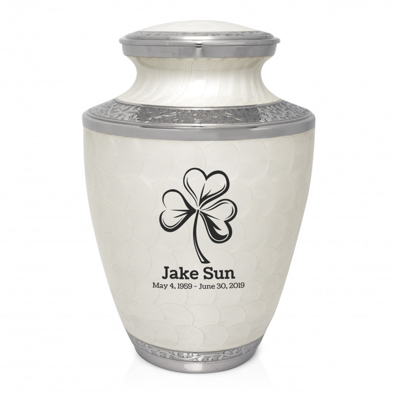 Shamrock Cremation Urn - Radiant White