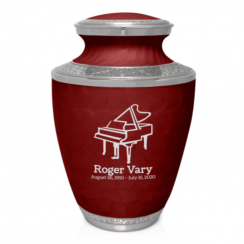 Piano Cremation Urn - Rose Red