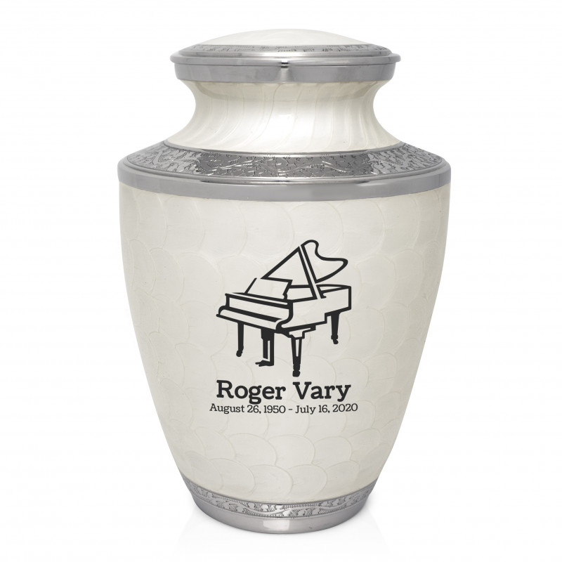 Piano Cremation Urn - Radiant White