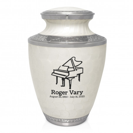 Piano Cremation Urn - Radiant White
