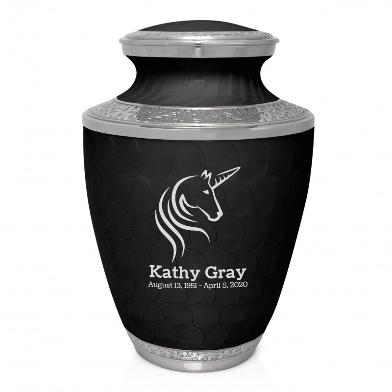Unicorn Cremation Urn - Ebony Black