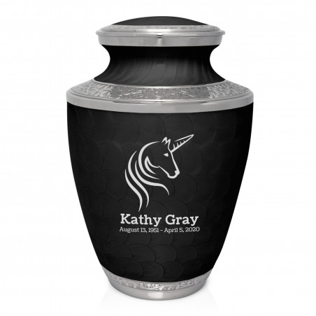 Unicorn Cremation Urn - Ebony Black