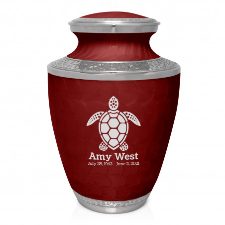 Sea Turtle Cremation Urn - Rose Red