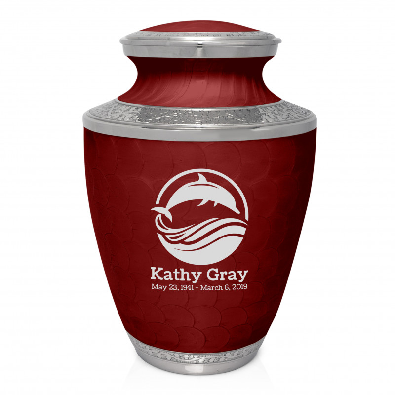 Dolphin Cremation Urn - Rose Red
