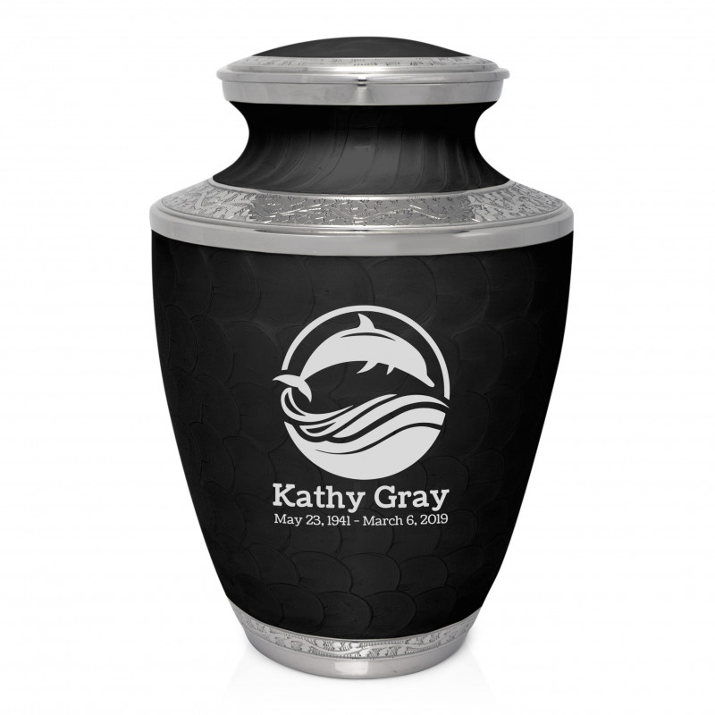 Dolphin Cremation Urn - Ebony Black
