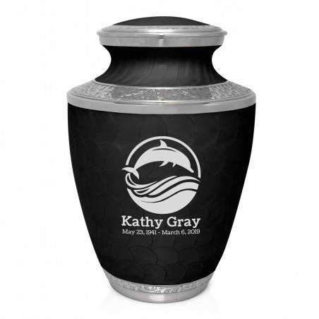 Dolphin Cremation Urn - Ebony Black
