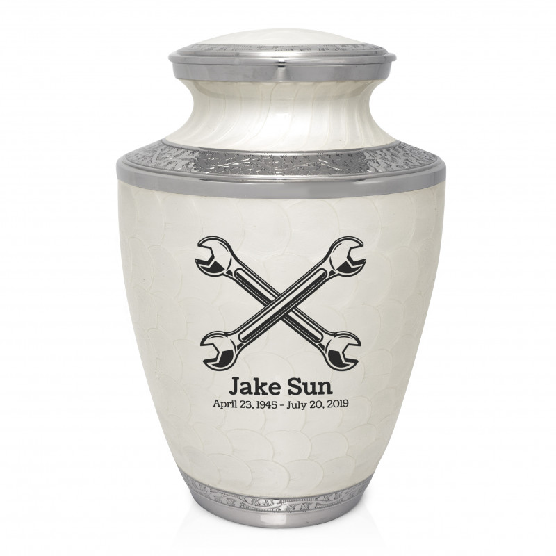 Mechanic Wrench Cremation Urn - Radiant White