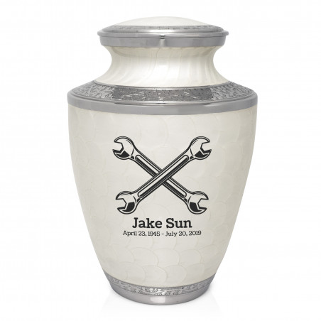 Mechanic Wrench Cremation Urn - Radiant White