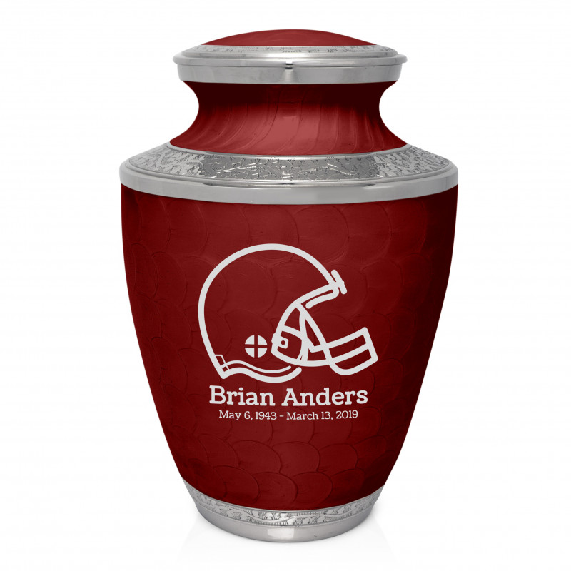 Football Helmet Cremation Urn - Rose Red